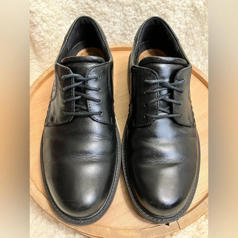 Ecco Black Leather Lace Up Dress Business Casual Oxfords US 7.5 / EU 41